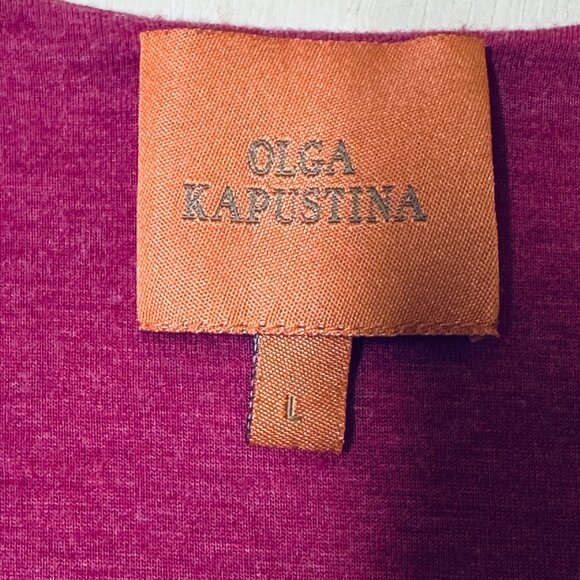 Olga Kapustina Womens Sleeveless Drape V-Neck Blouse Bordeaux Rayon & Spandex Si - Picture 3 of 7